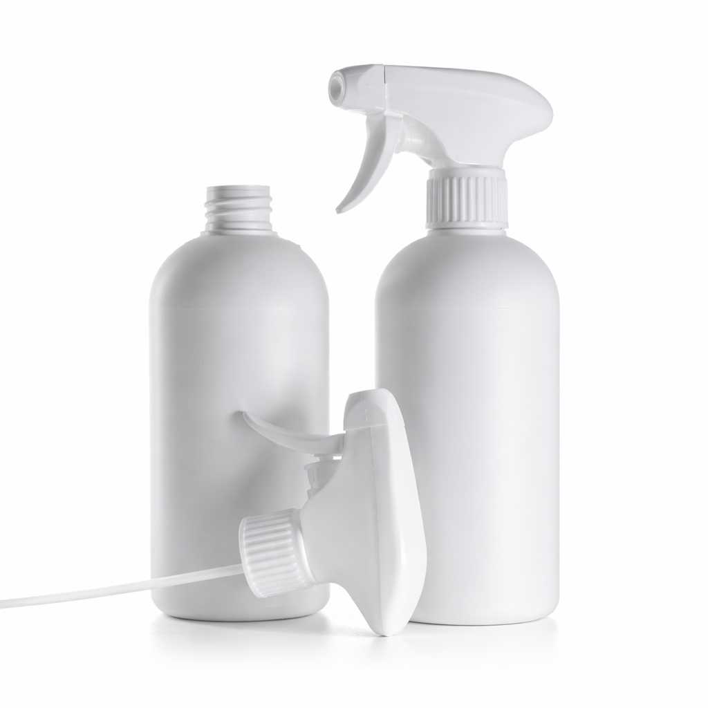 Butelka plastikowa biała, HDPE, biały spryskiwacz, 500 ml