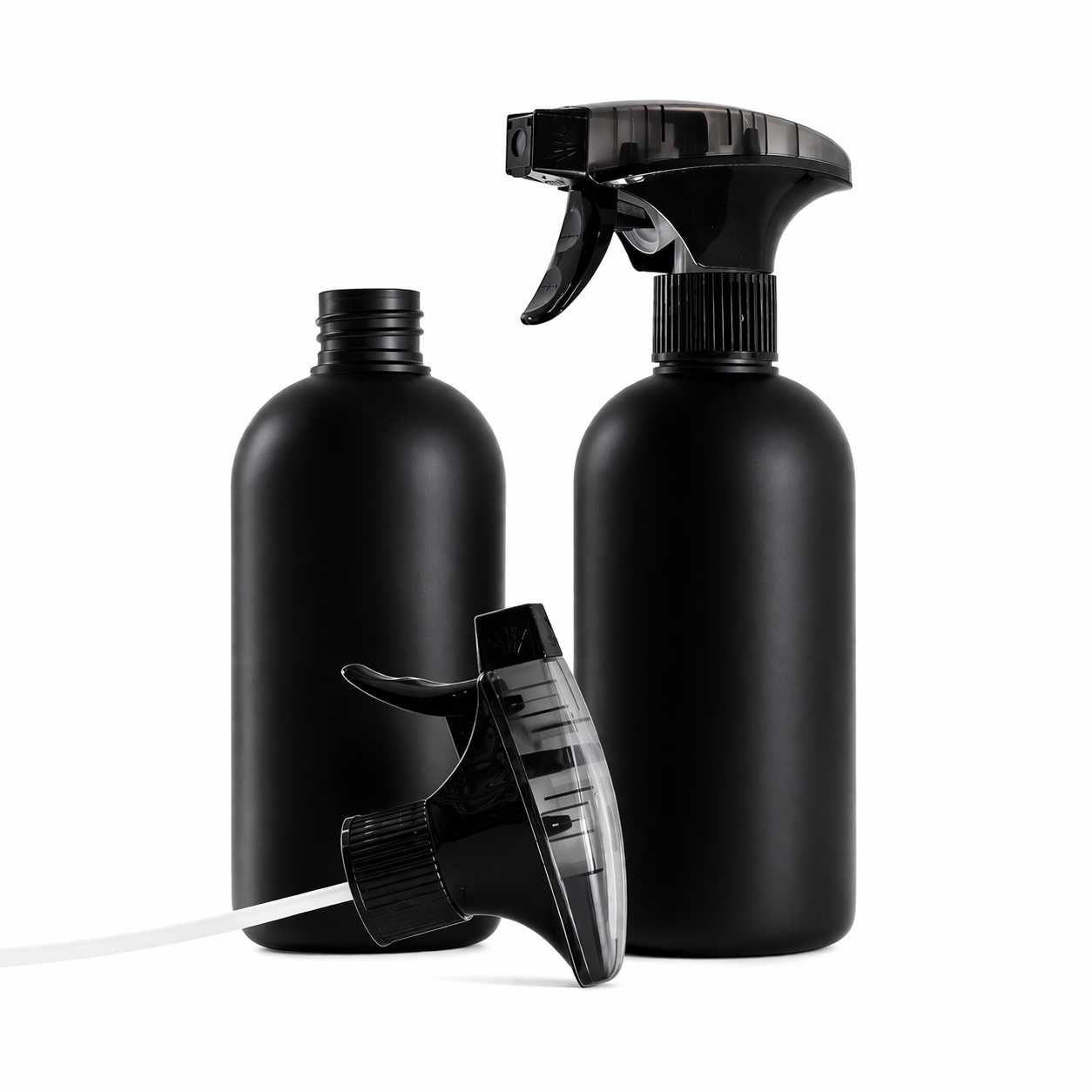 Plastová fľaška HDPE, čierna, čierny rozprašovač s napeňovačom, 500 ml