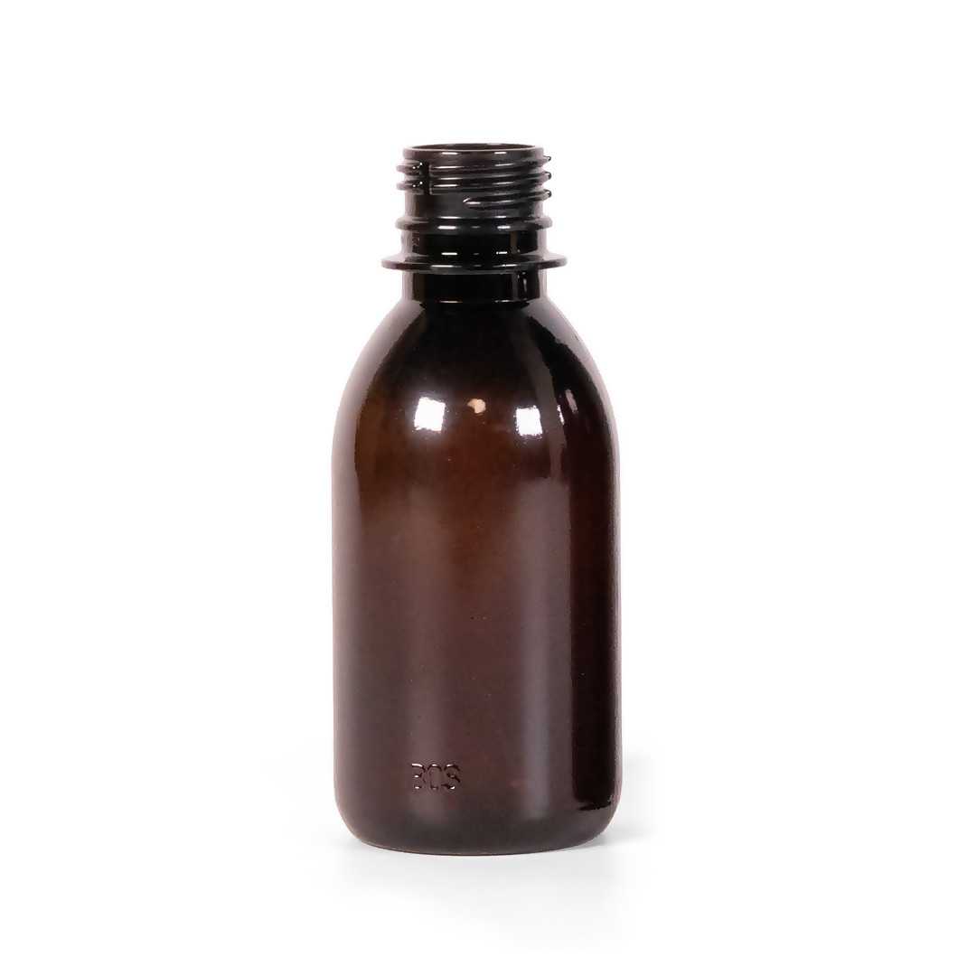 Frasco de plástico marrón, 28/410, 150 ml