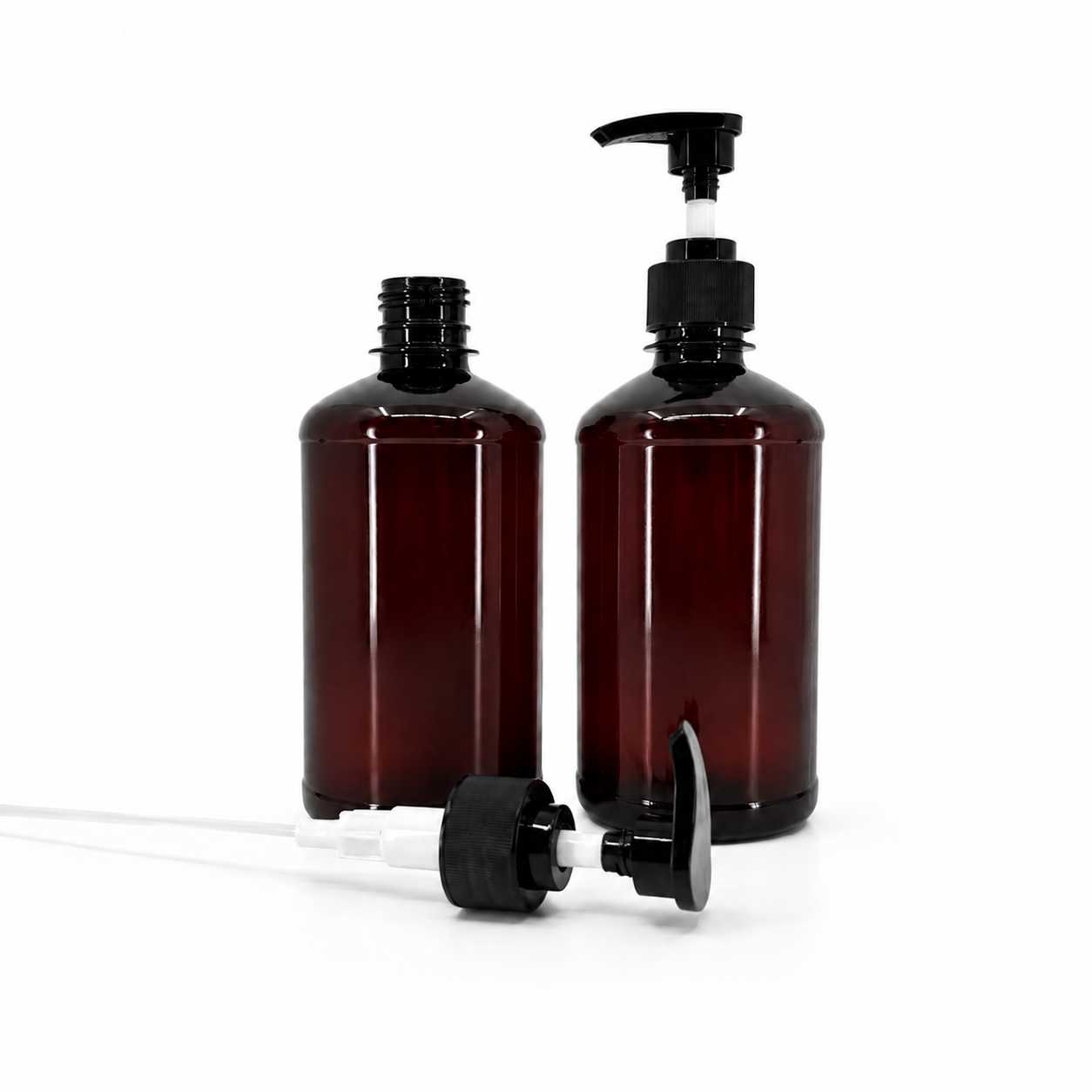 Plastová fľaška, liekovka, plastová pumpička, čierna, 500 ml