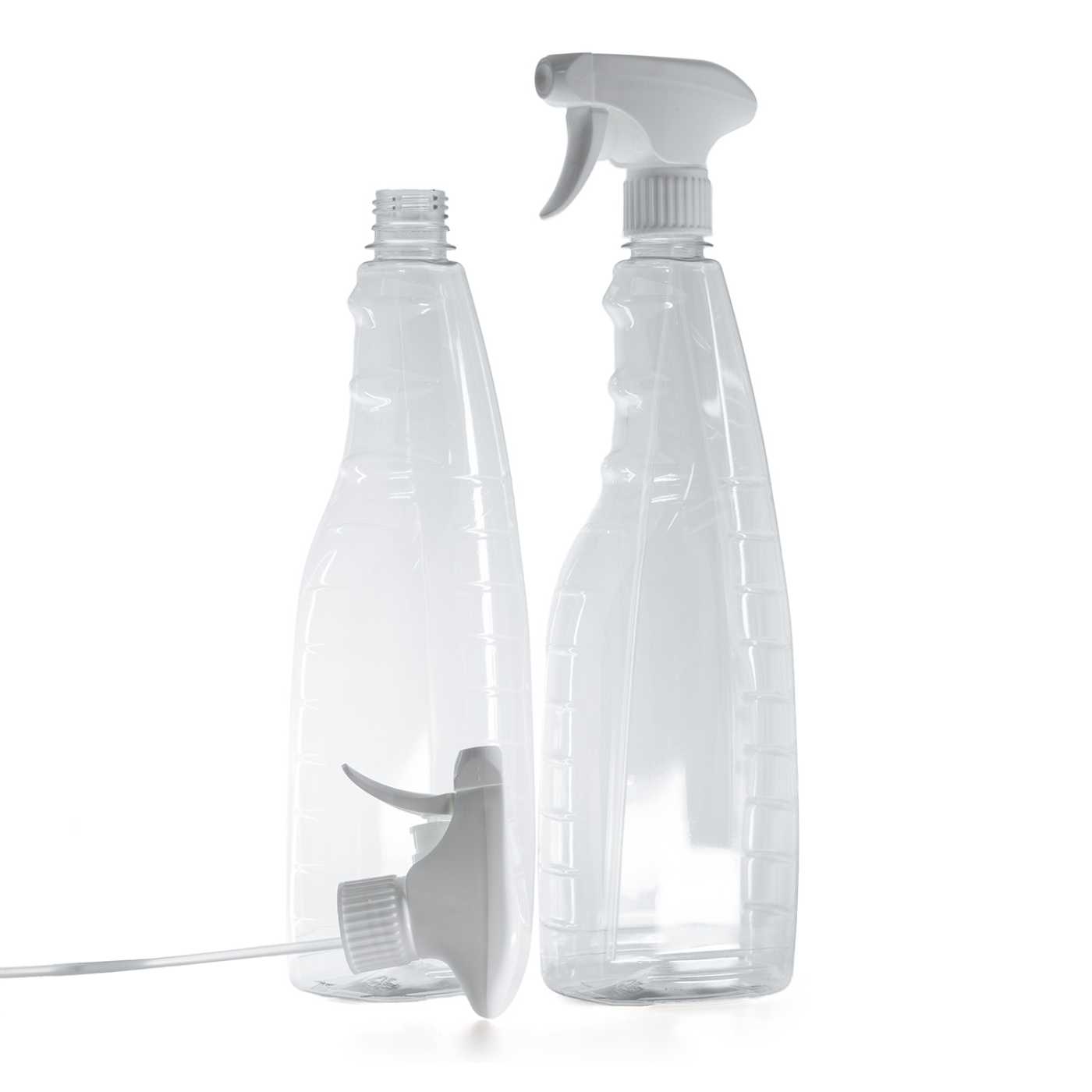Butelka plastikowa na środki czystości, biały spryskiwacz z dźwignią, 1000 ml