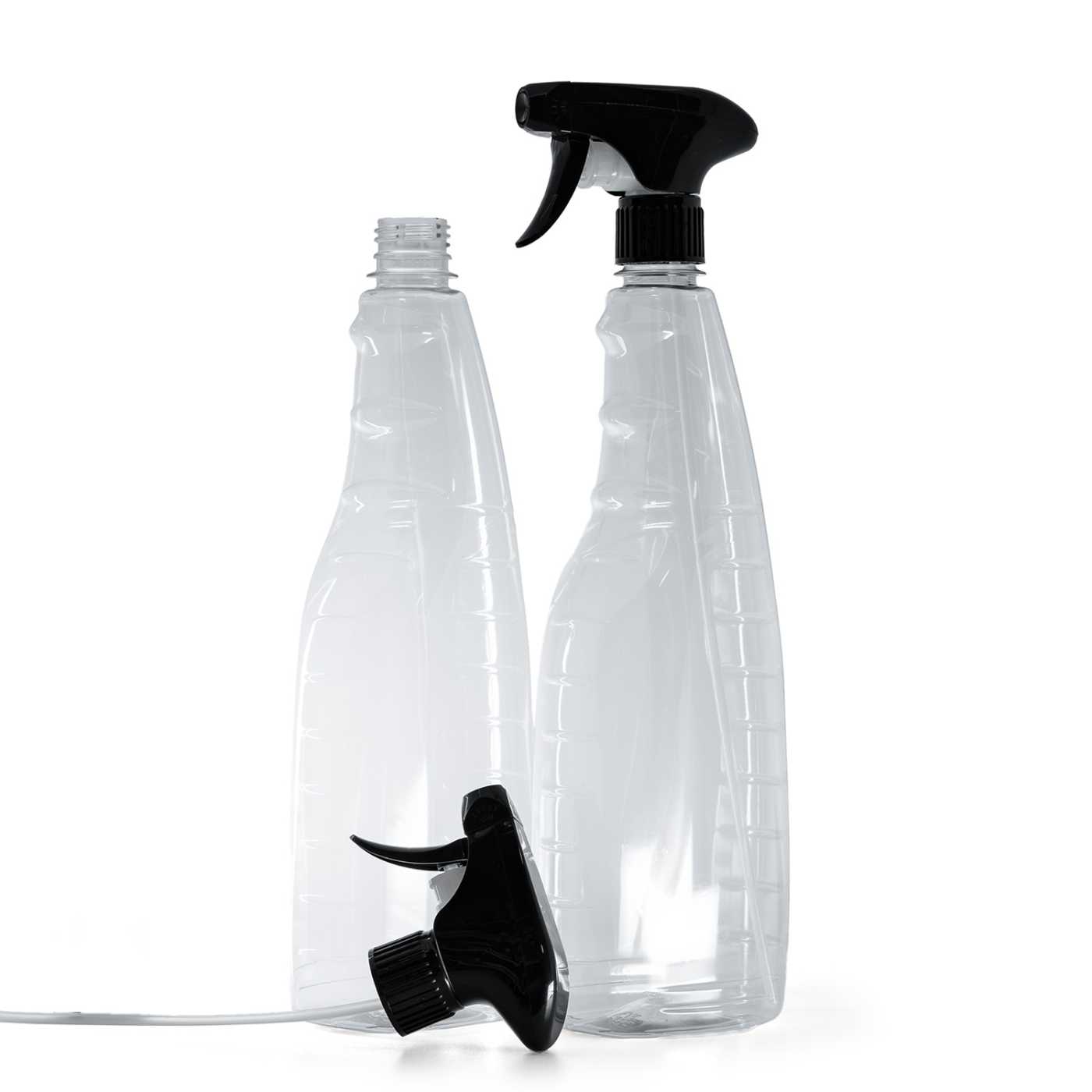 Butelka plastikowa na środki czystości, czarny spryskiwacz z dźwignią, 1000 ml
