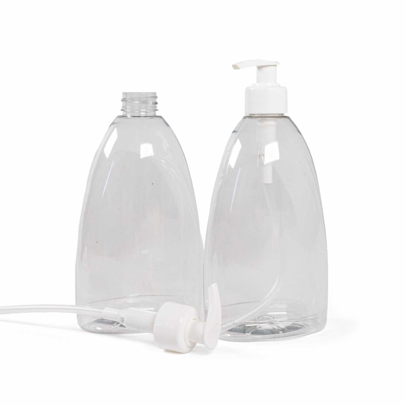 Butelka plastikowa na mydło, przezroczysta, 500 ml, dozownik biały