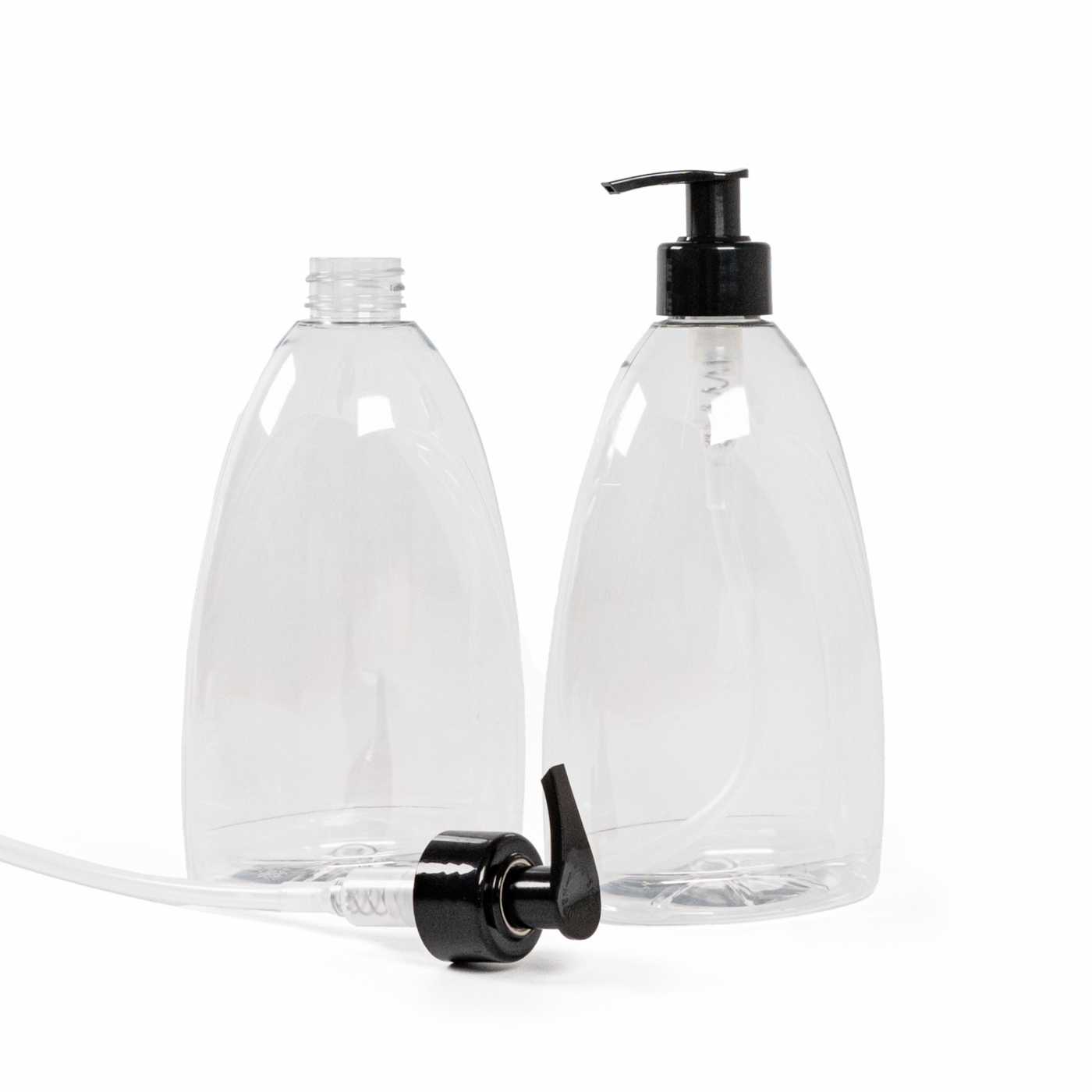 Butelka plastikowa na mydło, przezroczysta, 500 ml, dozownik czarny