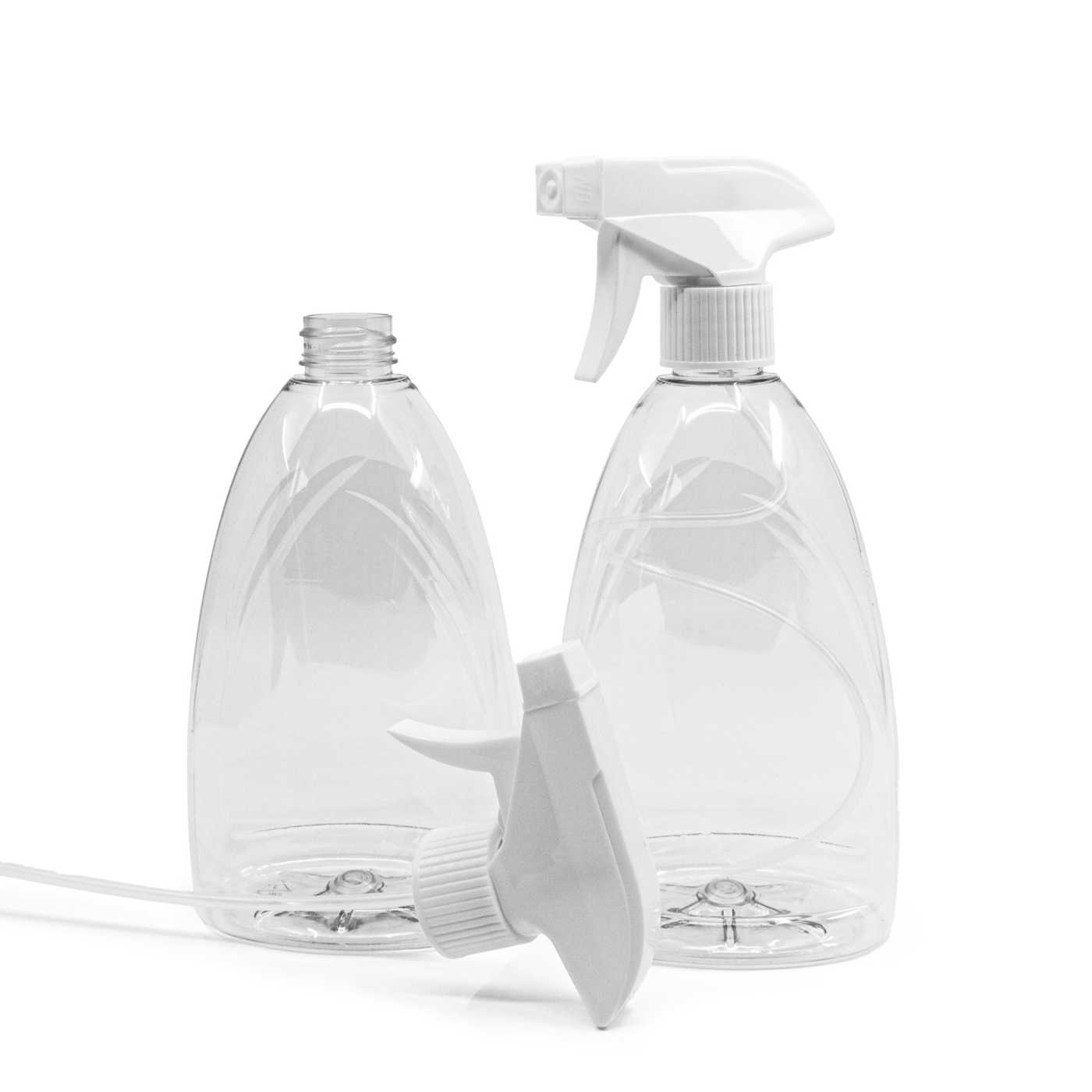 Plastová fľaša na mydlo, priehľadná, 500 ml, rozprašovač biely