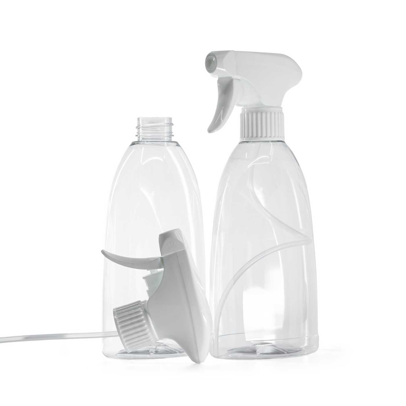 Butelka plastikowa na mydło, przezroczysta, biały spryskiwacz z dźwignią, 500 ml