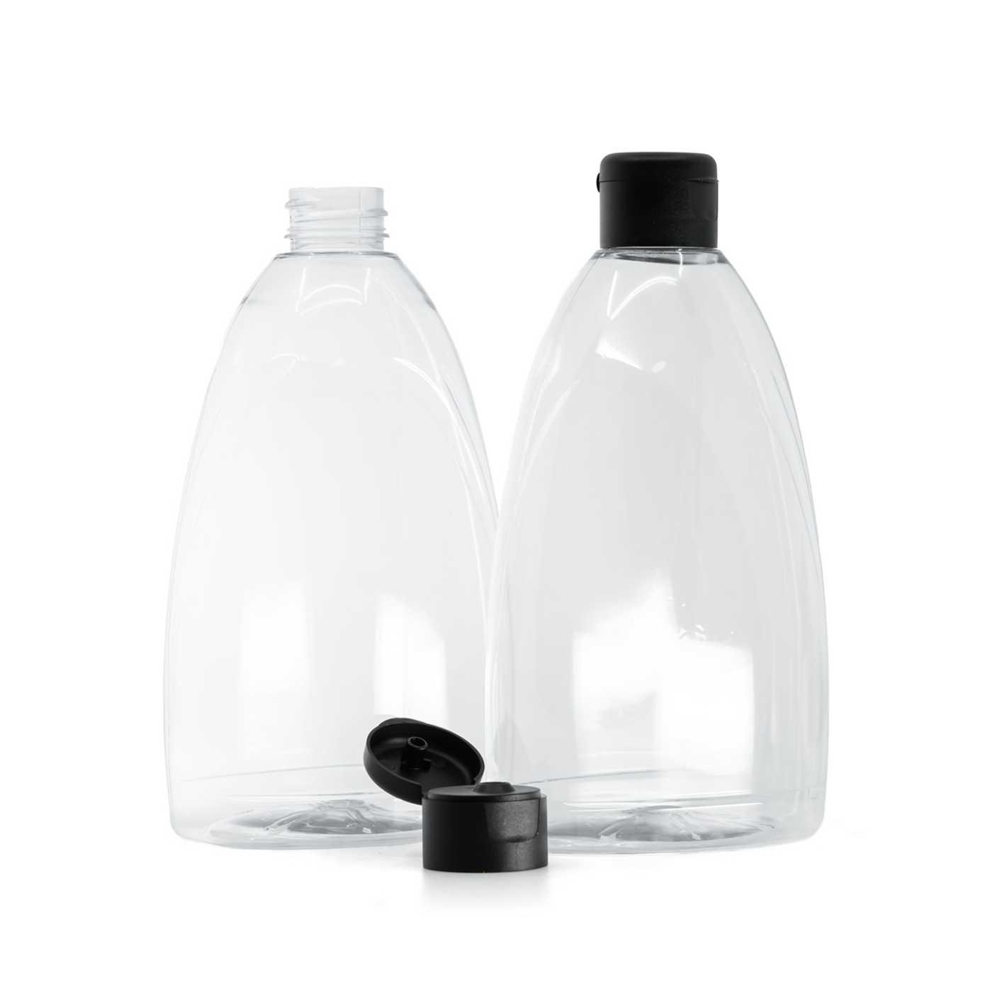 Butelka plastikowa na płyn do naczyń, matowe czarne zamknięcie flip-top, 28/410, 500 ml