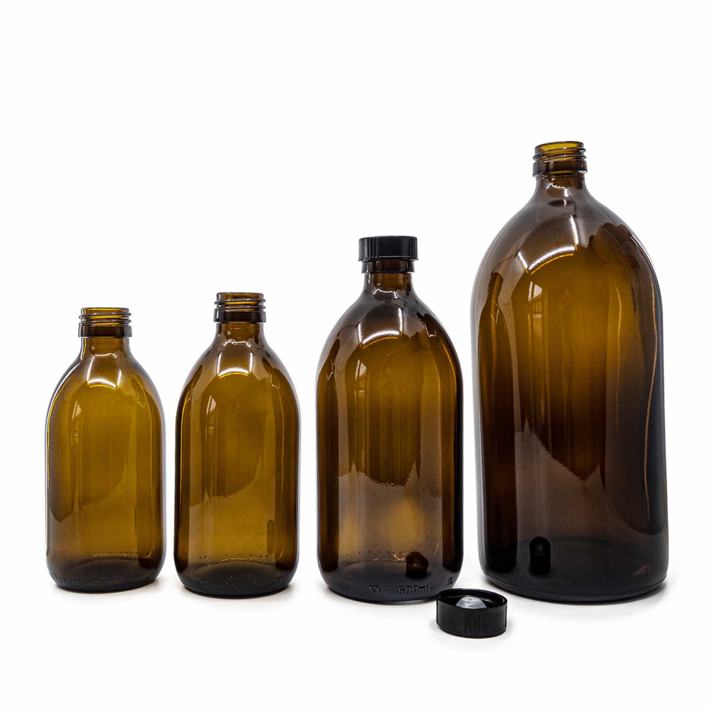 Butelka szklana apteczna z nakrętką, 28 mm, 1 l