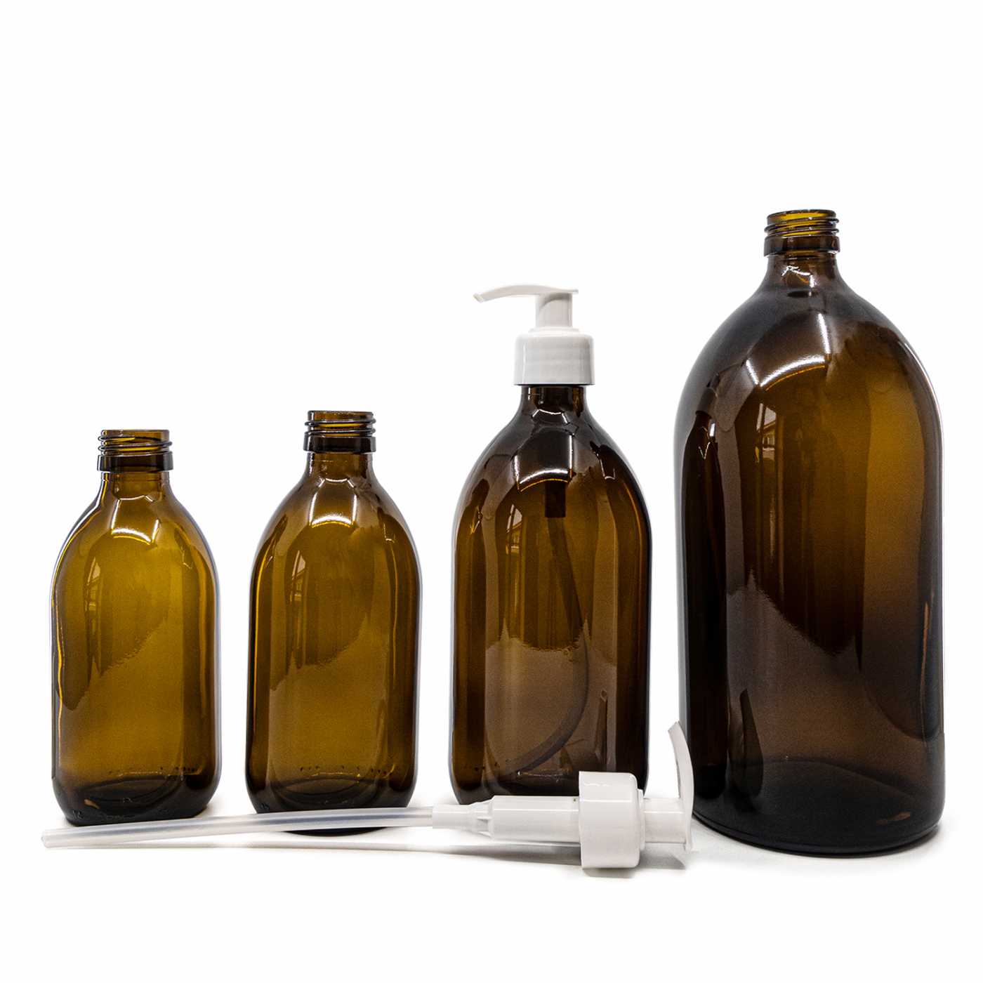 Sklenená fľaška, liekovka, 28 mm, 500 ml, biely dávkovač