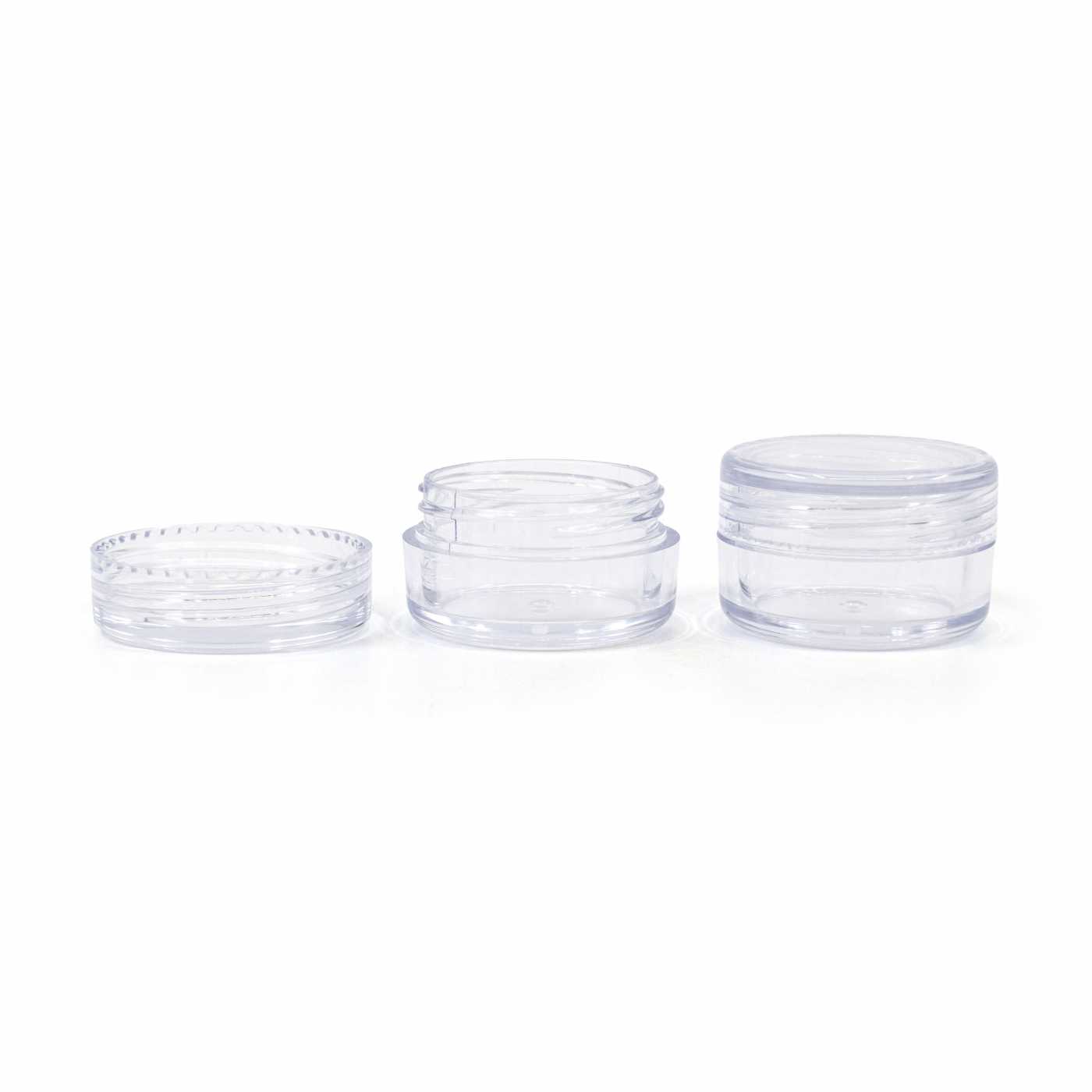 Słoiczek plastikowy, przezroczysty, przezroczysta nakrętka, 5 ml
