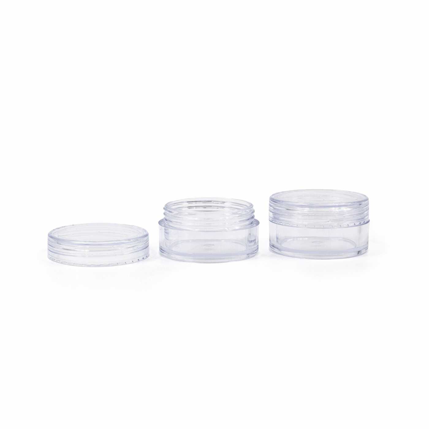 Słoiczek plastikowy, przezroczysty, przezroczysta nakrętka, 10 ml