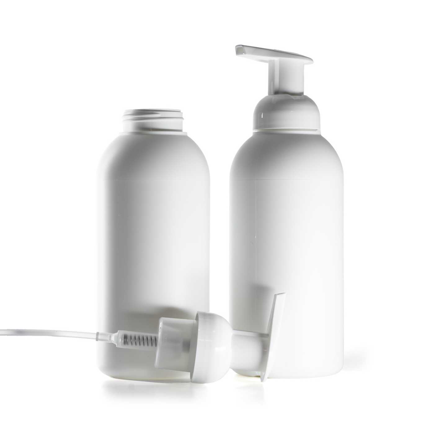 Botella de plástico blanca HDPE 40/410, bomba espumadora, 500 ml