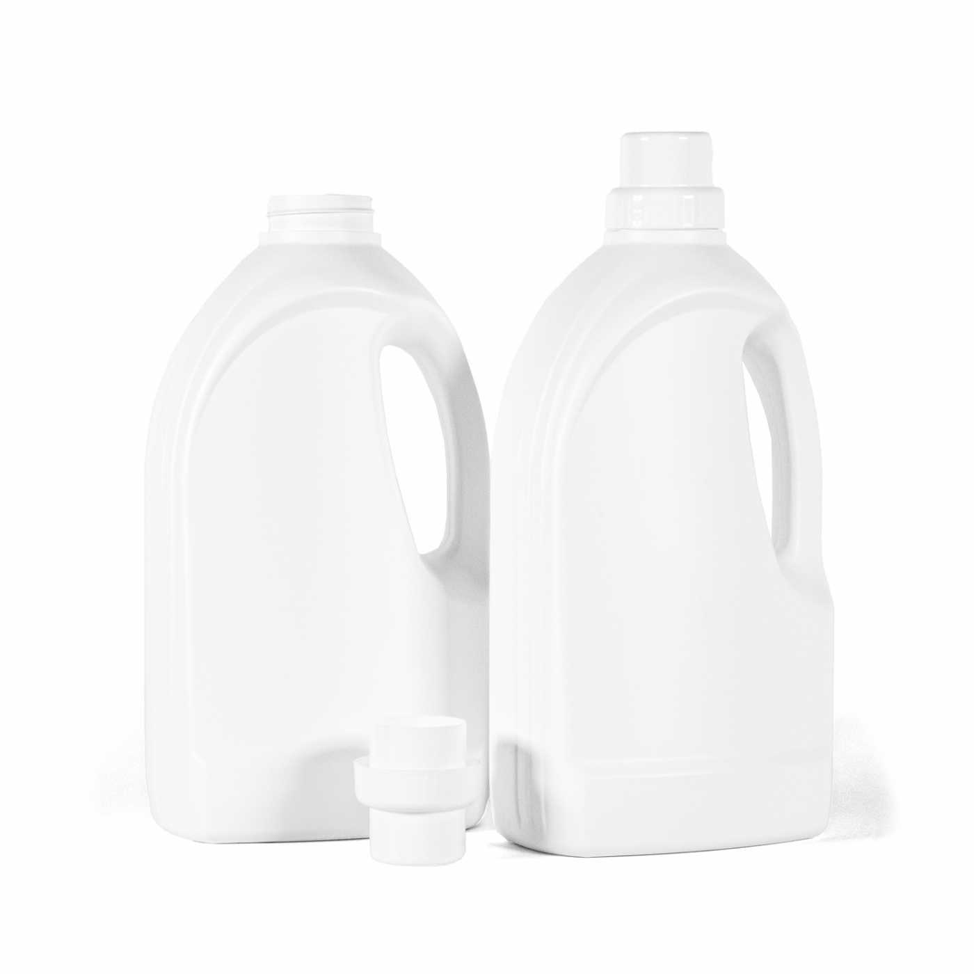 Butelka plastikowa na płyn do płukania, biała, biała nakrętka, 1,5 l