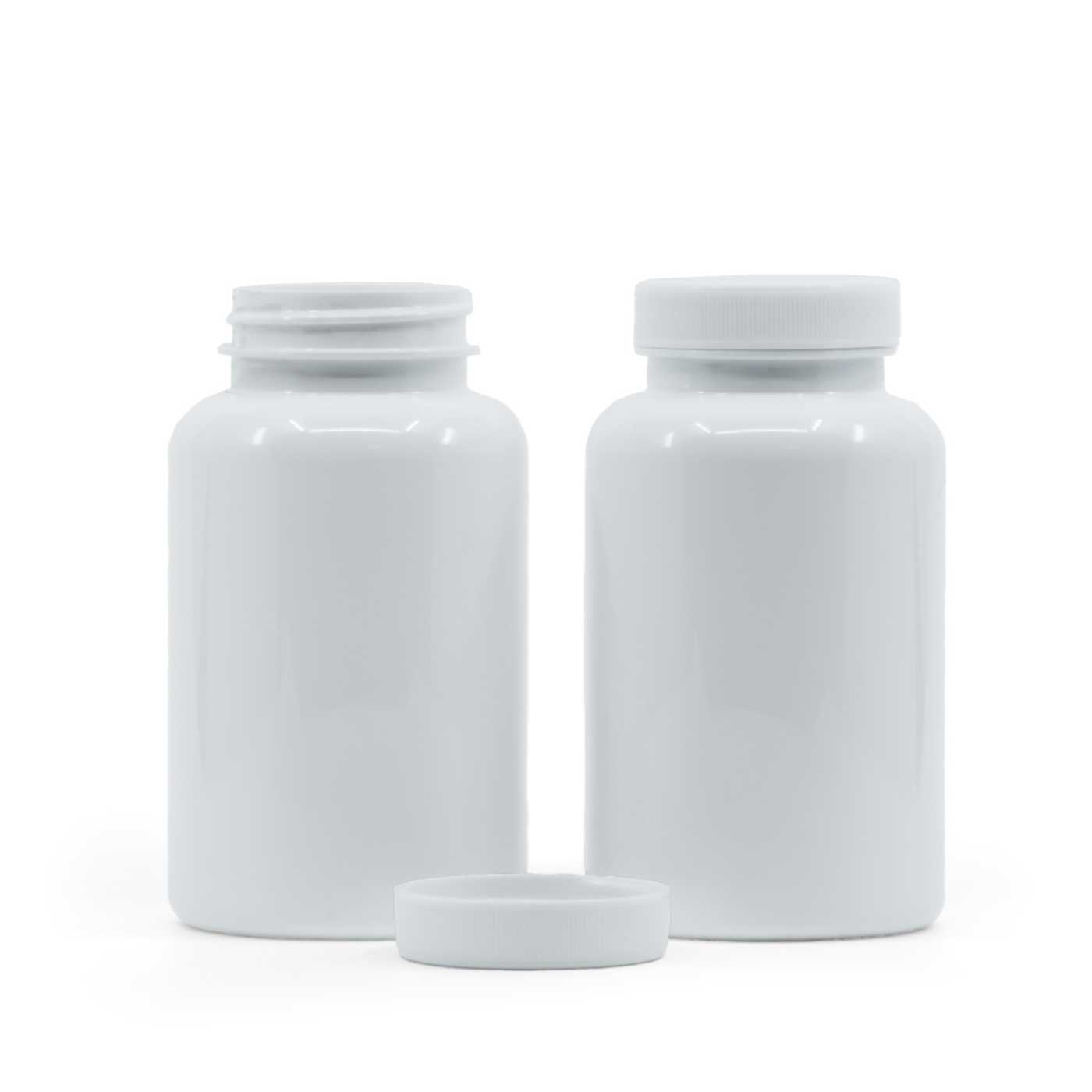 Plastová dóza na tabletky, biela, biely vrchnák, 250 ml