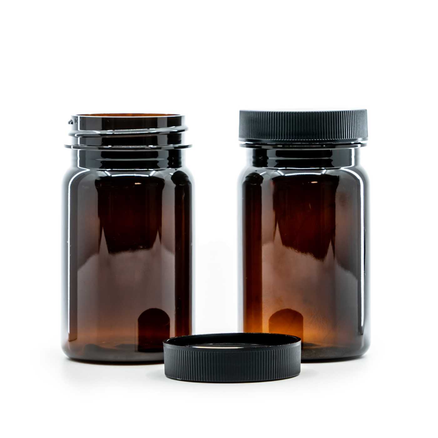 Plastová dóza na tabletky, hnedá, čierny vrchnák, 100 ml
