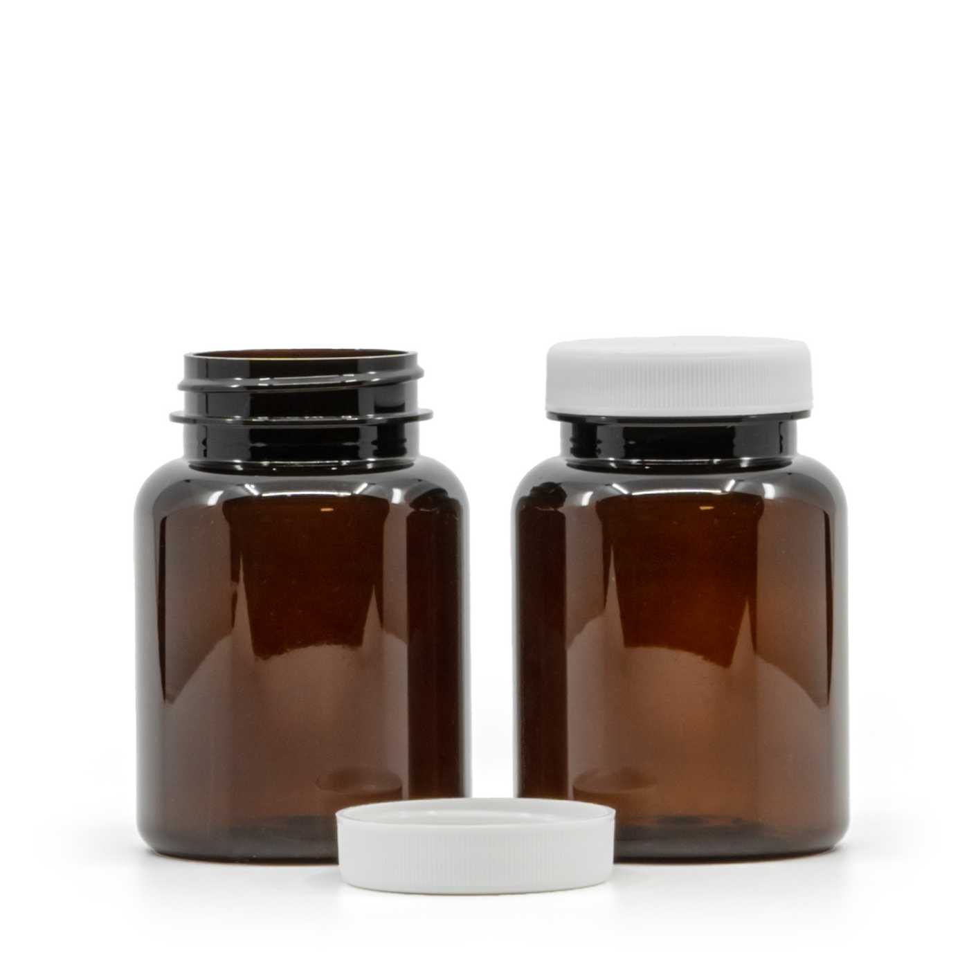 Plastová dóza na tabletky, hnedá, biely vrchnák, 150 ml