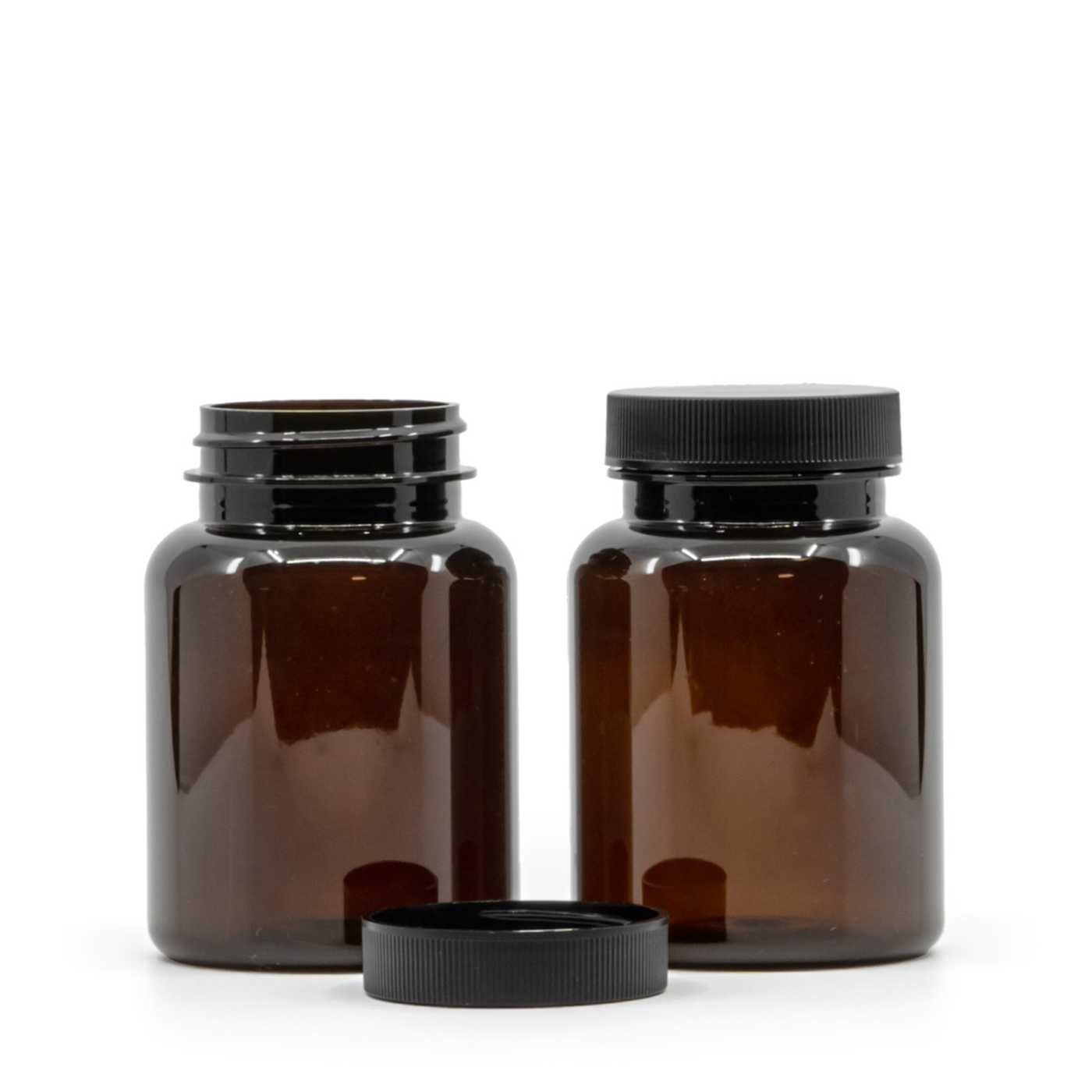 Plastová dóza na tabletky, hnedá, čierny vrchnák, 150 ml