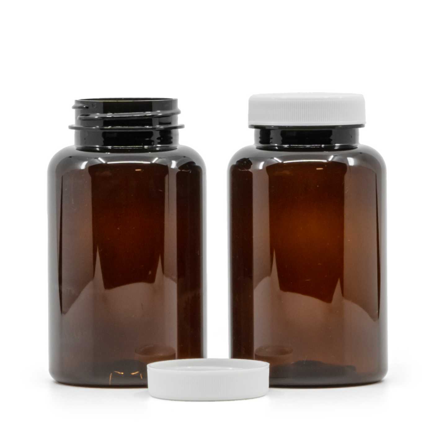 Plastová dóza na tabletky, hnedá, biely vrchnák, 250 ml