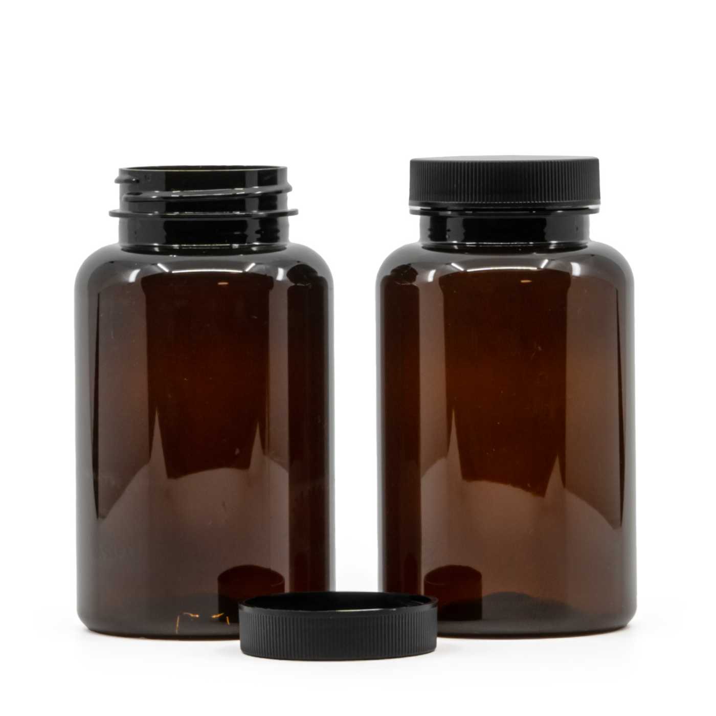 Plastová dóza na tabletky, hnedá, čierny vrchnák, 250 ml