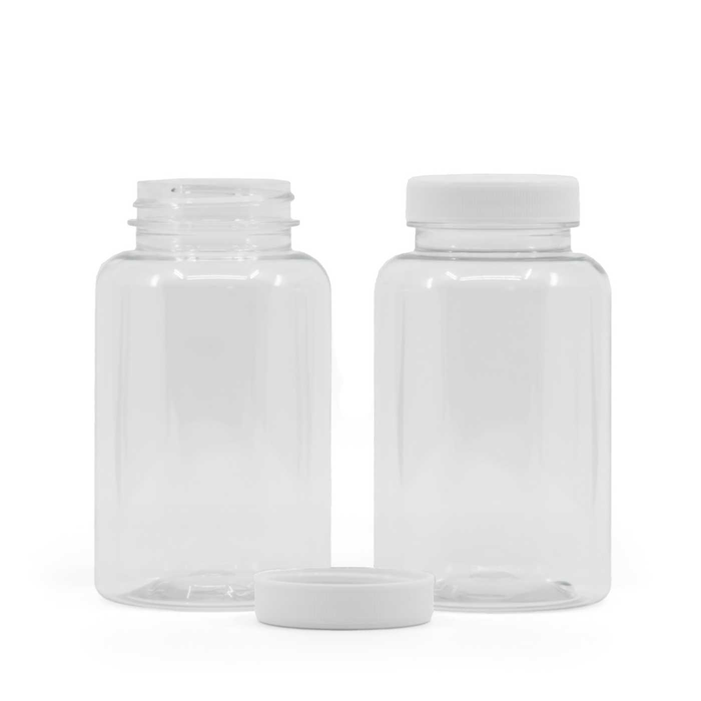 Plastová dóza na tabletky, priehľadná, biely vrchnák, 250 ml