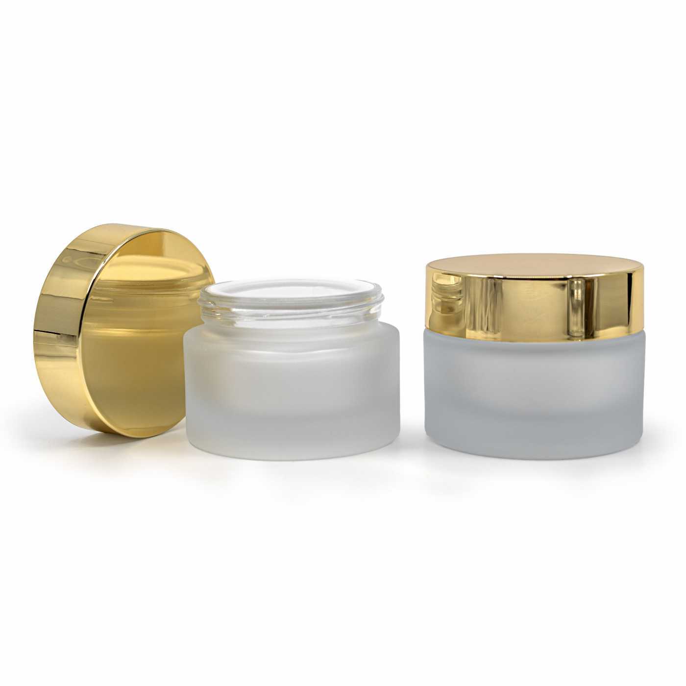 Sklenený kelímok, mliečny, 25 ml, zlatý vrchnák