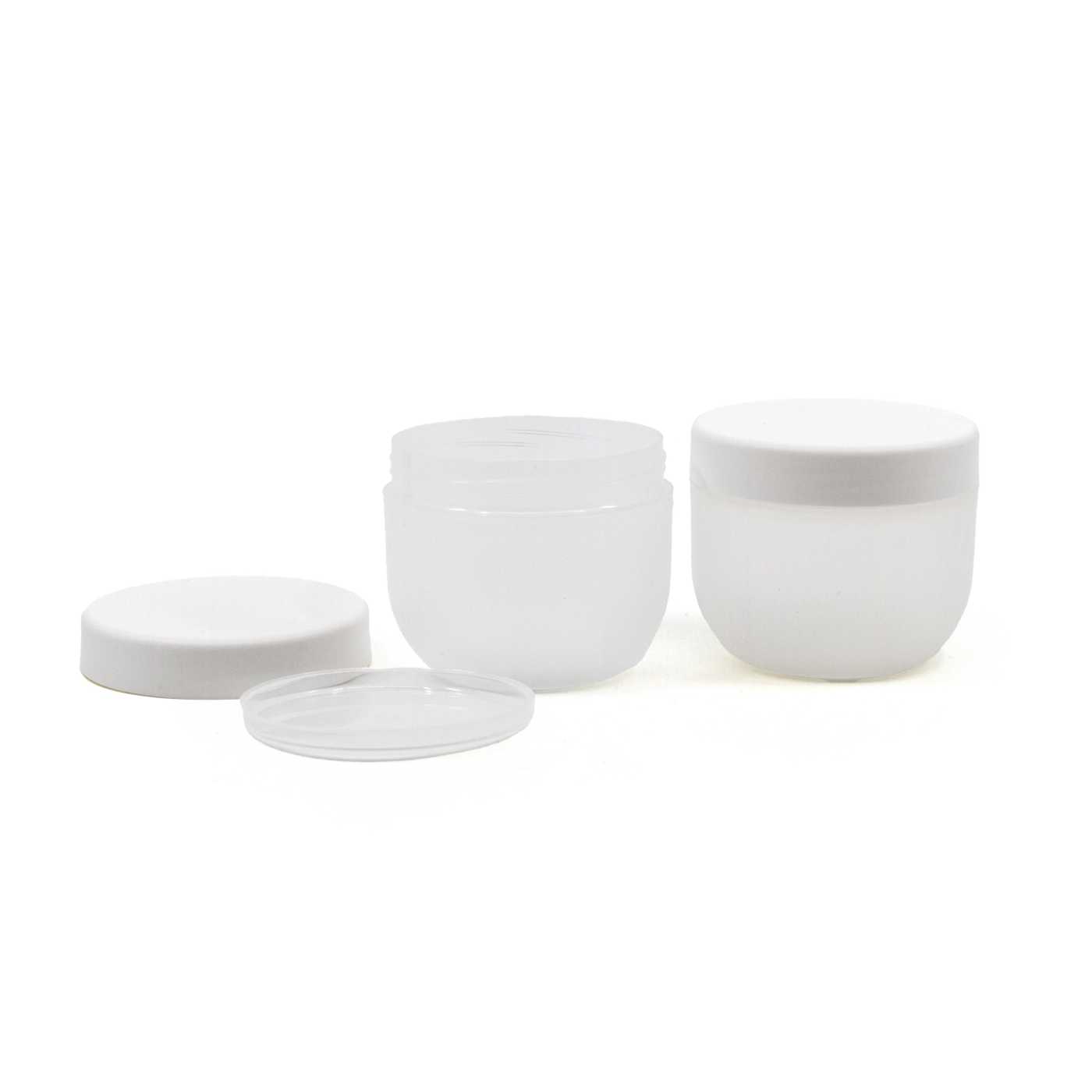 Słoiczek plastikowy z białą nakrętką, mleczny, 200 ml