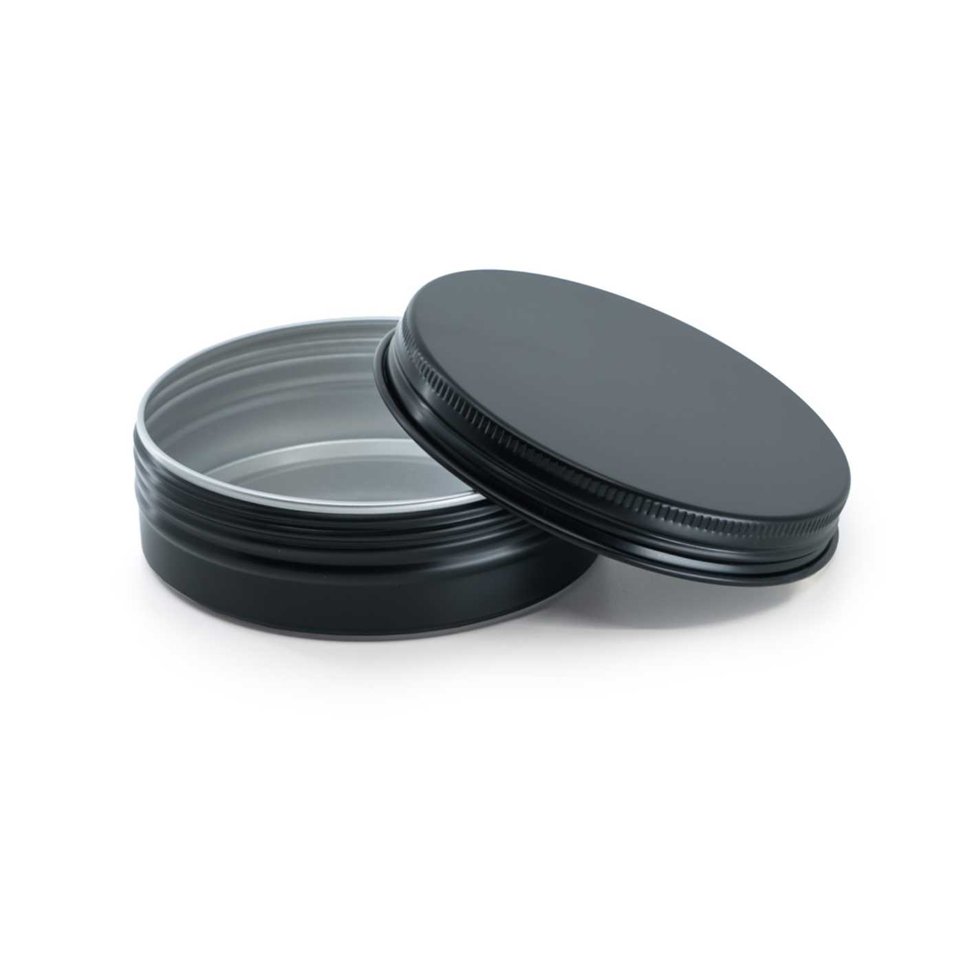 Hliníkový kelímok s vrchnákom, čierny, 82 mm, 100 ml