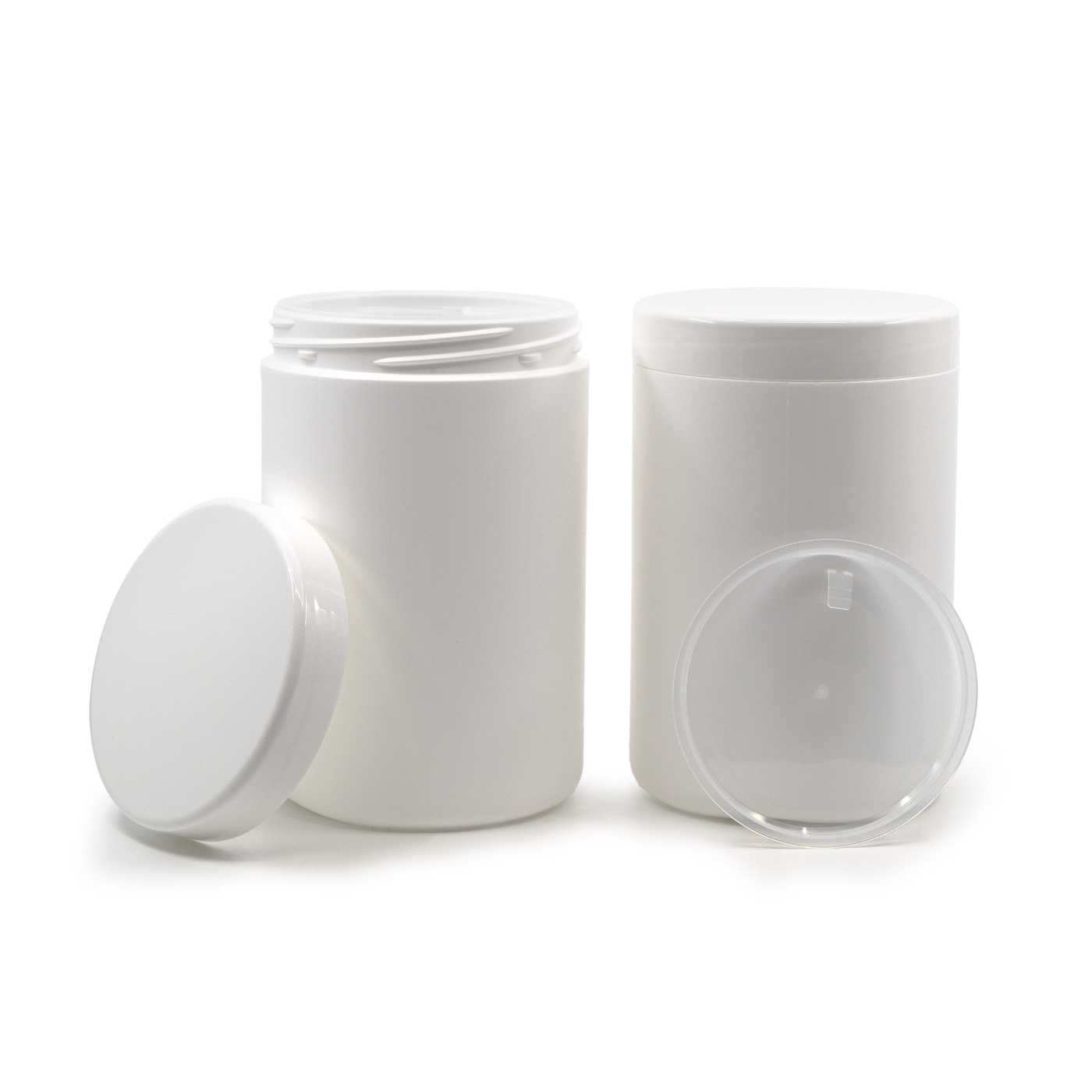 Pojemnik plastikowy z wieczkiem, biały, HDPE, 1000 ml