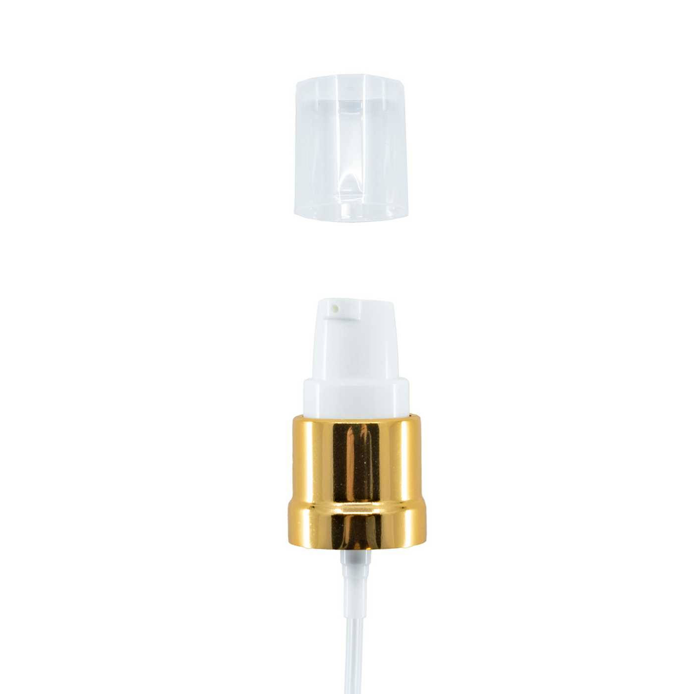 Pompe crème en plastique, 18/415, blanc or brillant