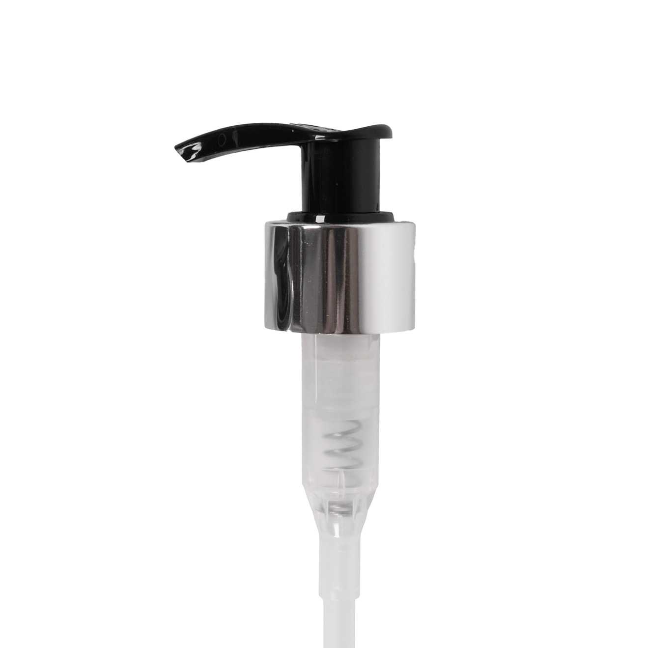 Fekete krémpumpa 24/410 fényes ezüst 180 mm