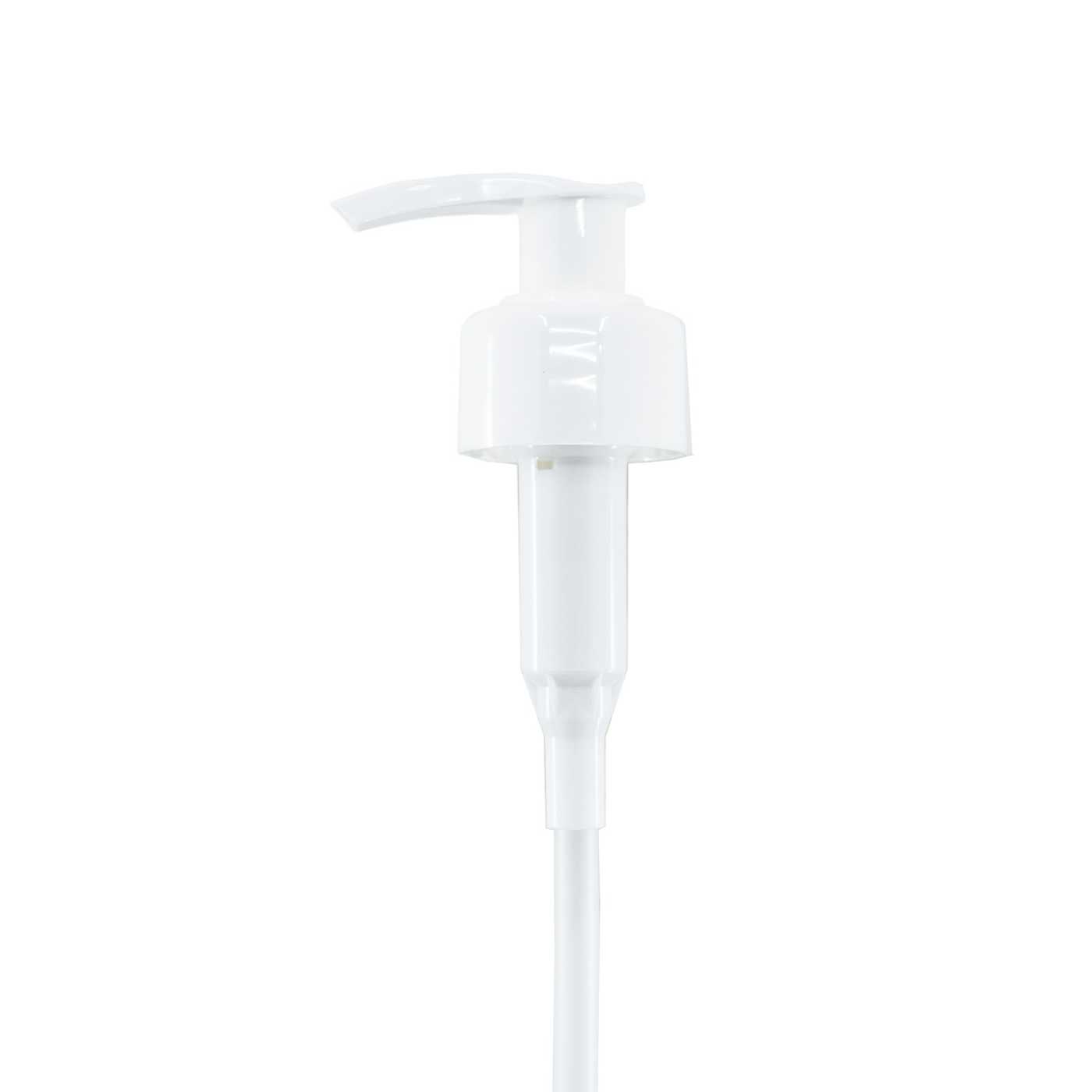 Fehér műanyag adagolópumpa, 130 mm felszívócső, 28/410