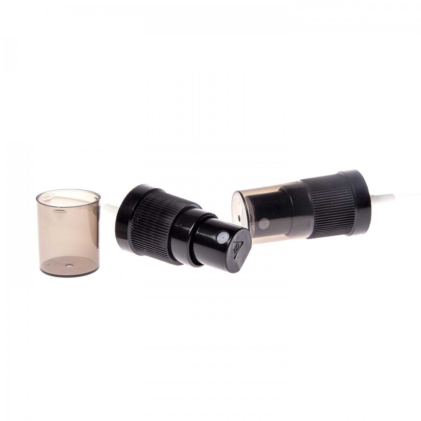 Pulverizador de niebla fina de plástico negro, sobretapa ahumada, 18/415, 100 uds