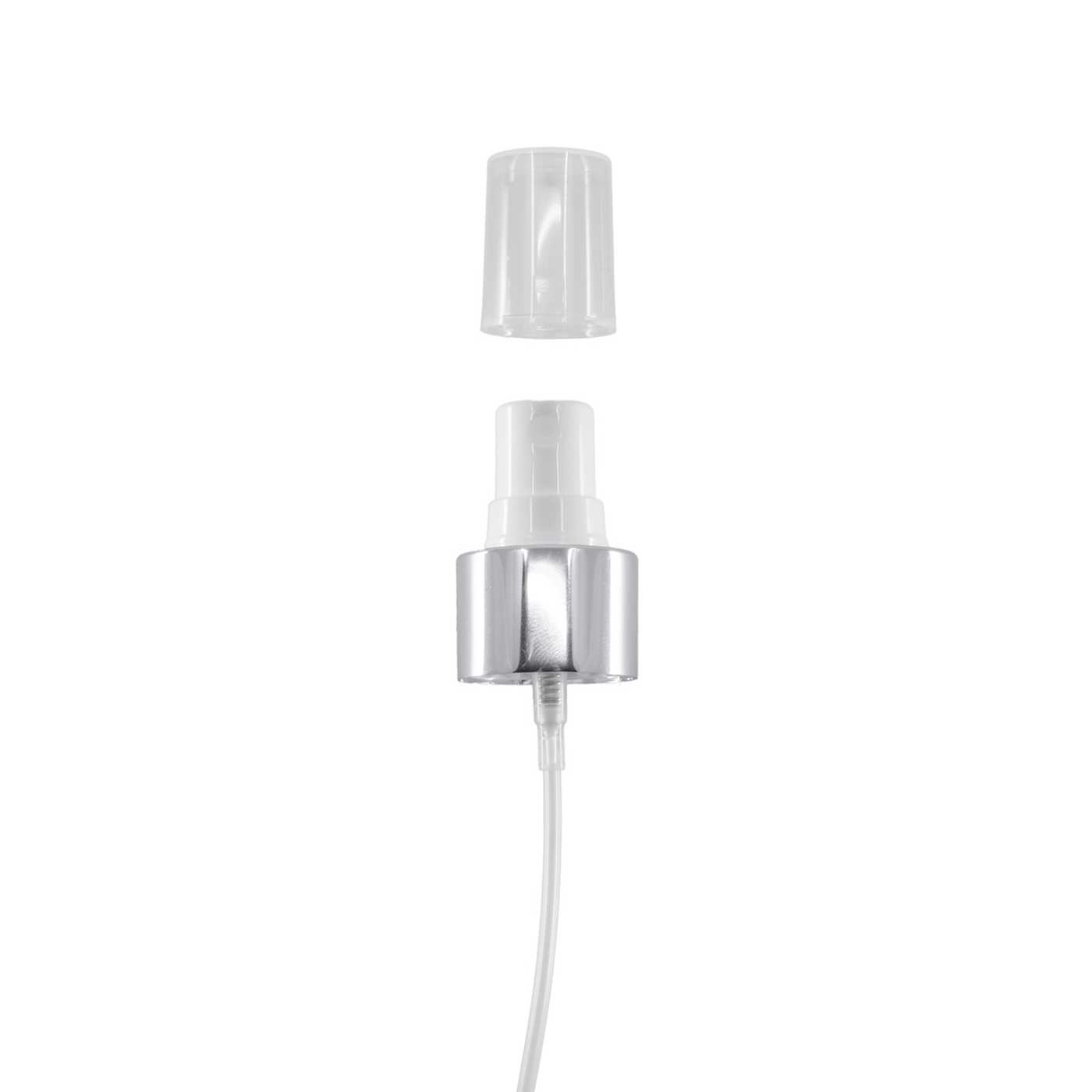 Fine Mist Sprayer, White, Glossy Silver Collar, 24/410