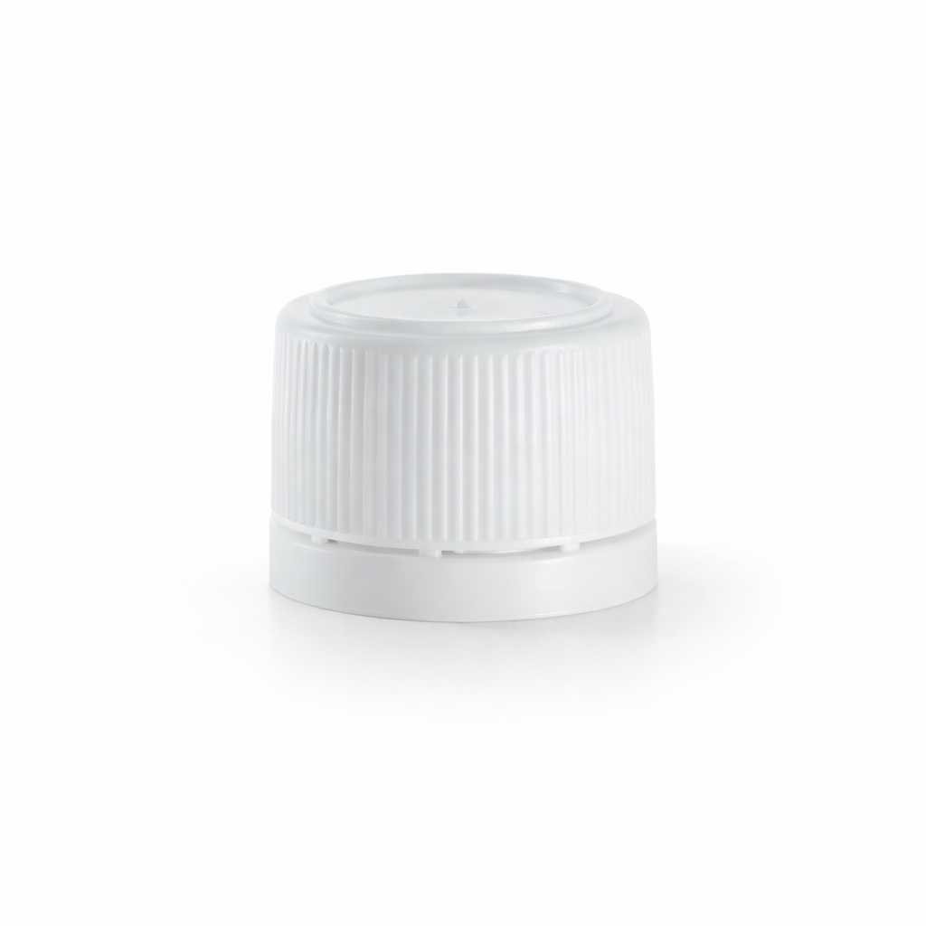 Bouchon inviolable en plastique blanc strié 18/410