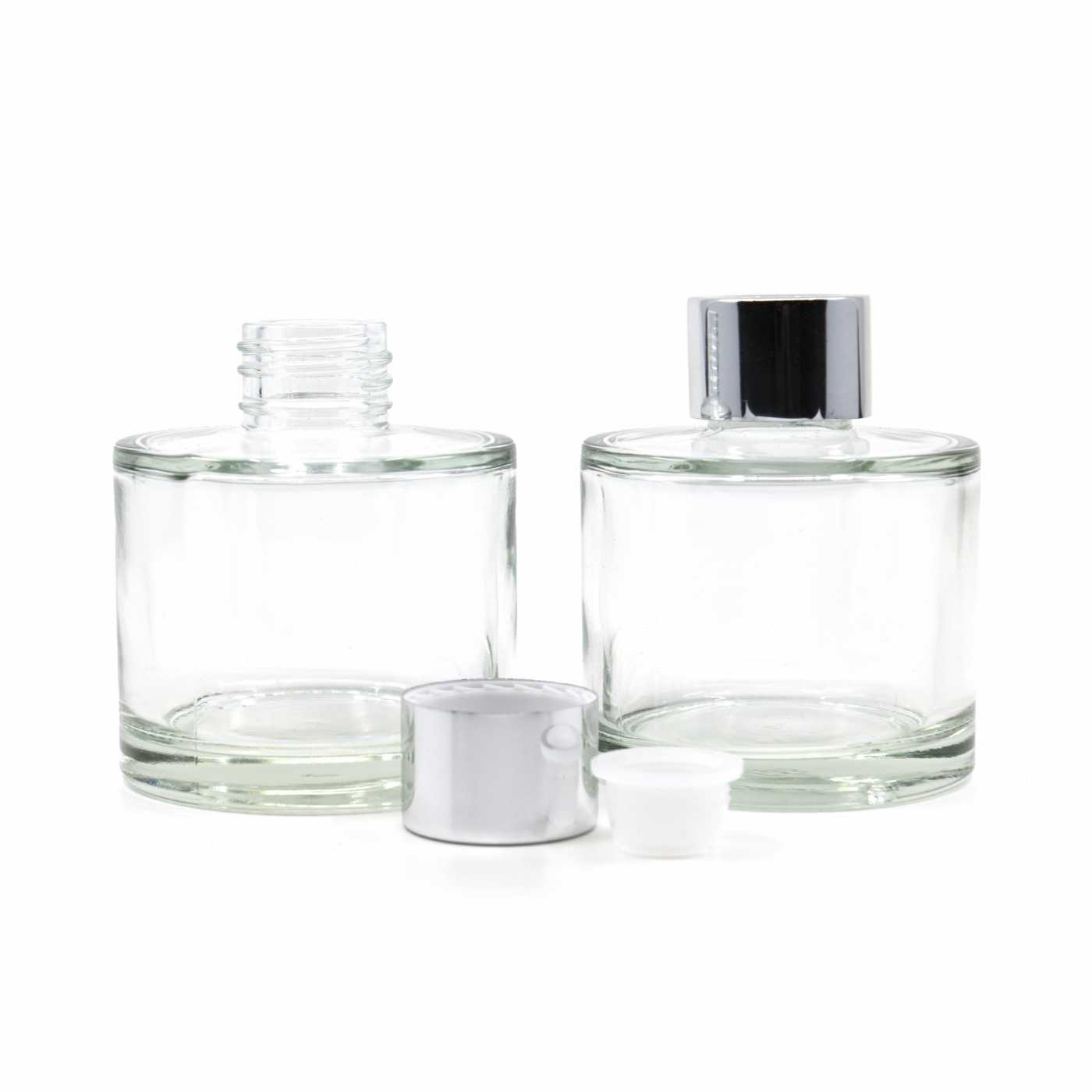 Sklenená nádoba na difúzer, strieborný vrch, 100 ml