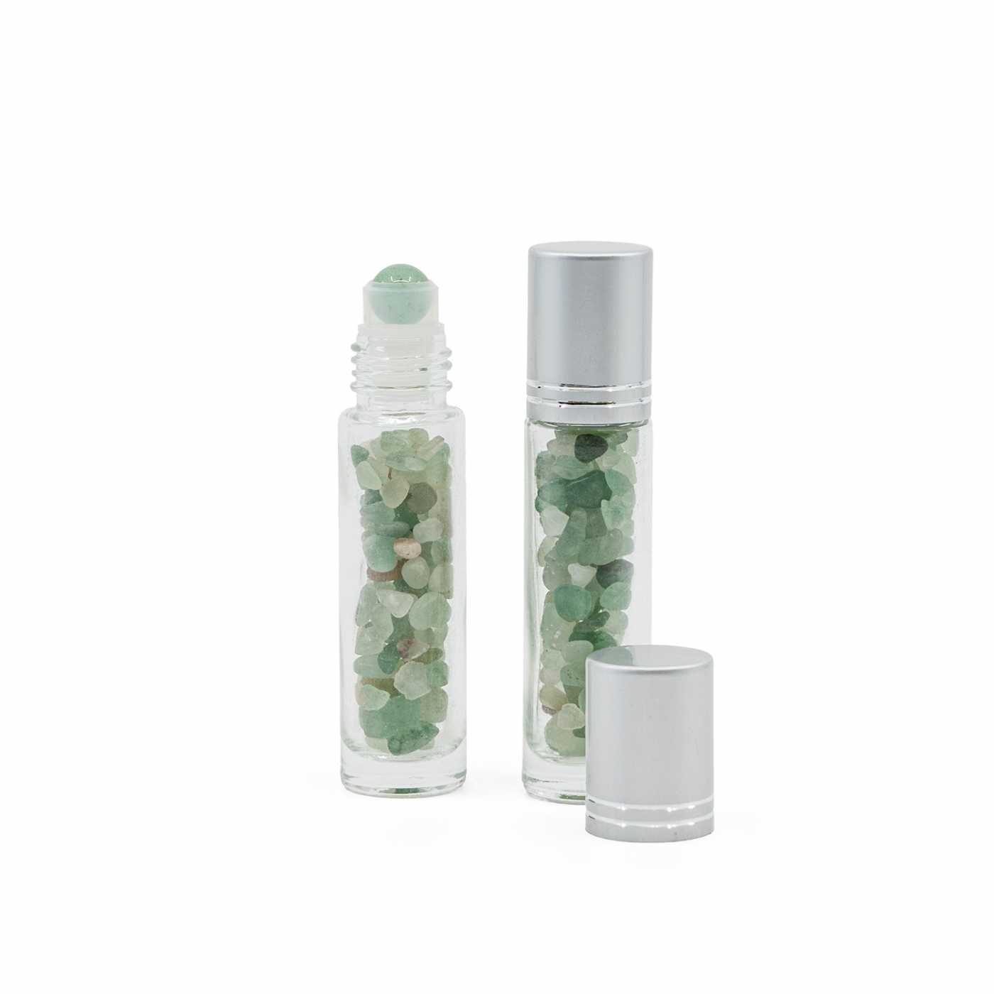 Sklenený roll-on s aventurínom, strieborný vrchnák, 10 ml