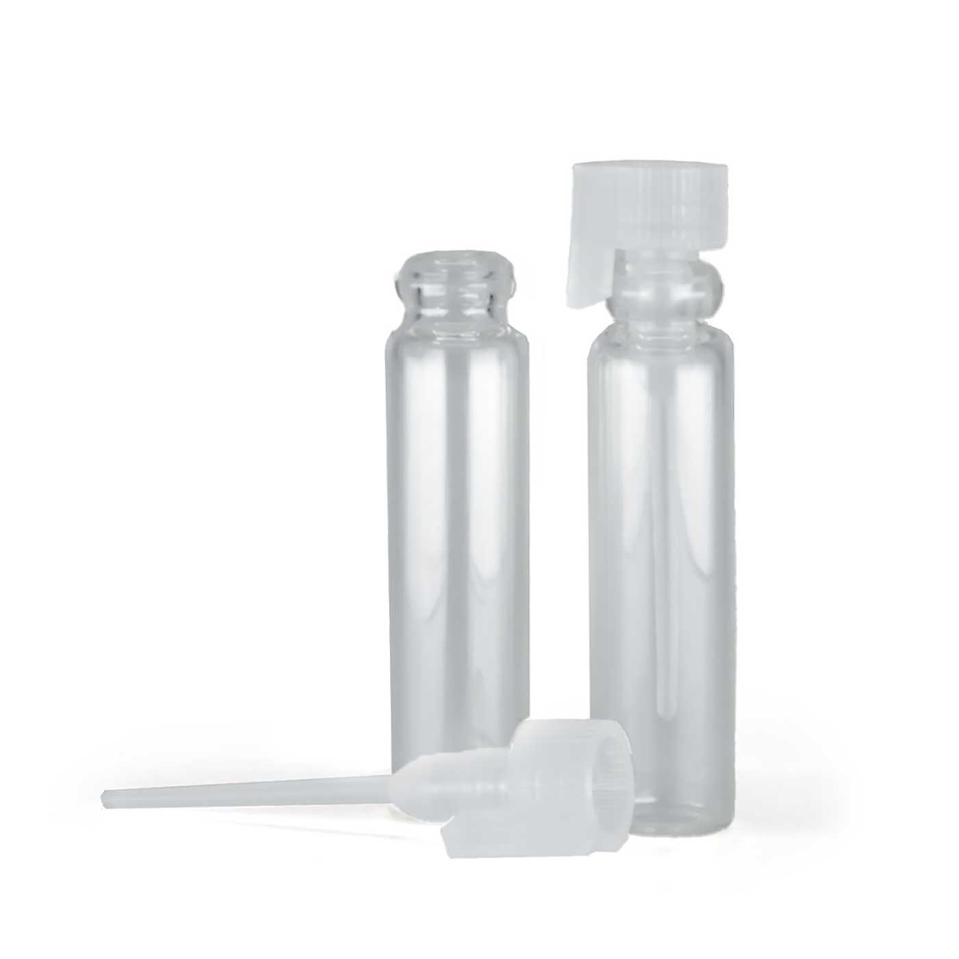 Sklenený kozmetický tester s priehľadným vrchom, 1 ml