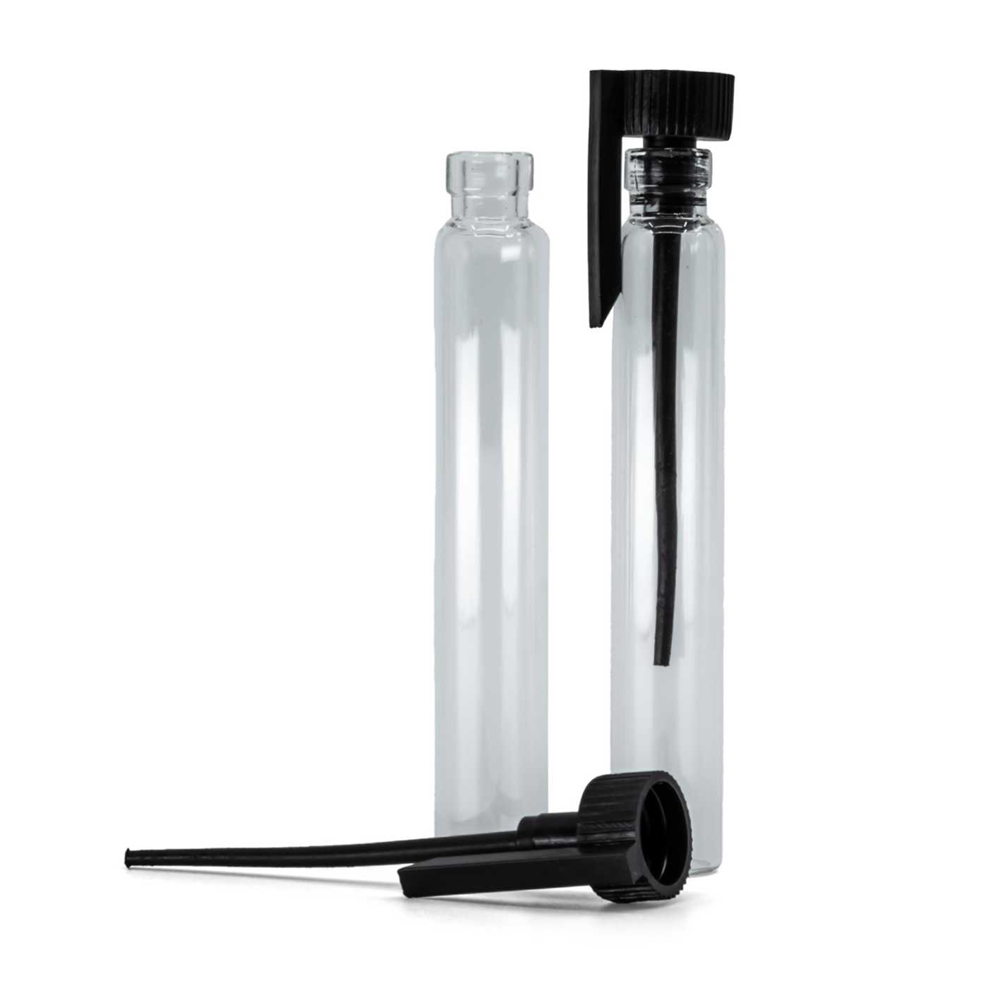 Sklenený kozmetický tester s čiernym vrchom, 2 ml